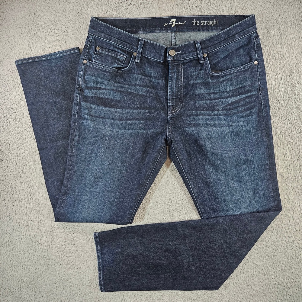 7 For All Mankind The Straight Jeans Mens 36 Dark Wash Blue Denim Straight Leg